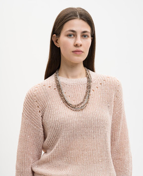 Peserico Коричневе багатошарове намисто з кристалами та ланцюжком моніль S35516C0CC814