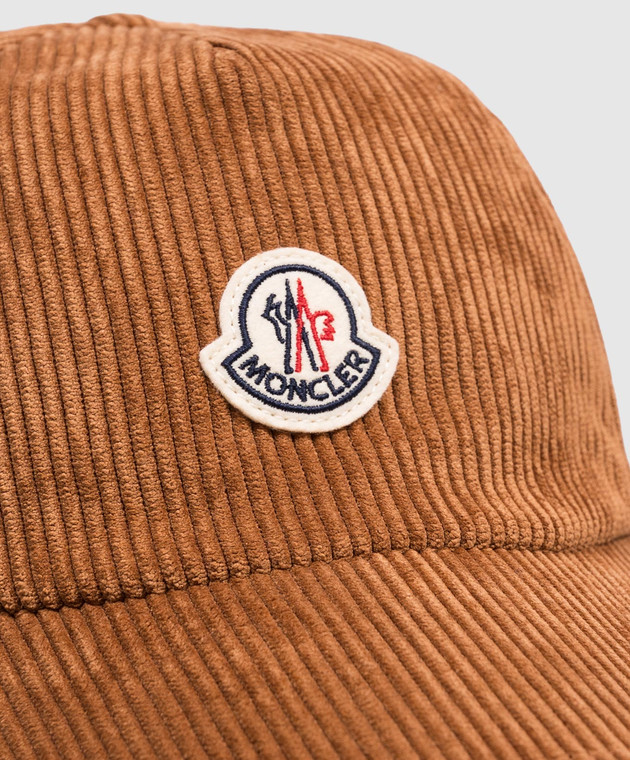 Moncler Коричневый вельветовый кепка с нашивкой логотипа L20933B000075964B изображение 4