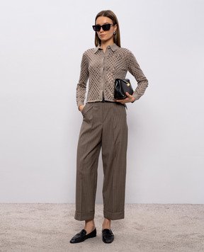 Max Mara Коричневый кардиган MXMRAGNO из шерсти с пайетками MXMRAGNO