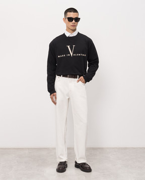Valentino Черный лонгслив с принтом логотипа 9V3MG18NBM3