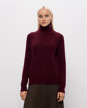Allude Бордовий светр з вовни та кашеміру з блискавкою 26517621