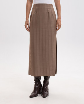 Etro Коричневая юбка из шерсти WRFA021499TJ213