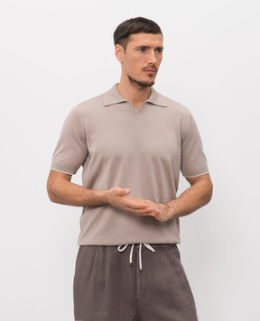 Brunello Cucinelli Бежевая футболка с воротником-поло M29800145