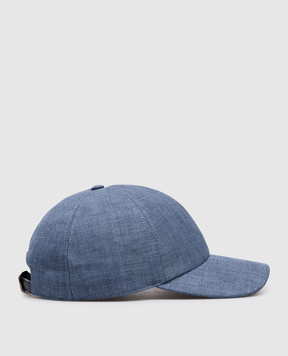 Stefano Ricci Синя кепка з льону, вовни та шовку MCV61NV18FB127HA