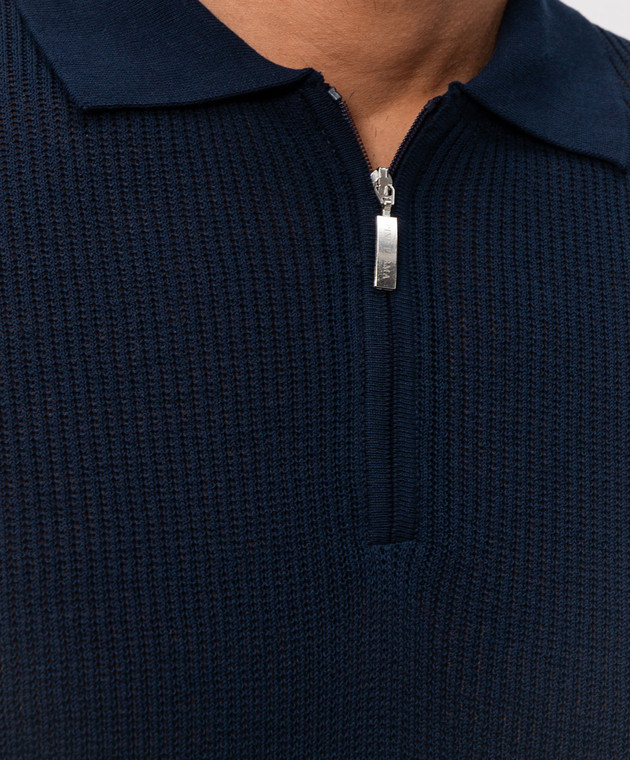 Pini Parma Синє поло з блискавкою POLRIBZIPBL зображення 5