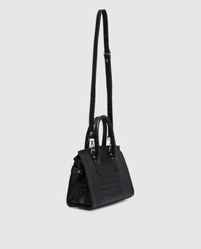 Gianni Notaro Черная кожаная сумка Cocco с тиснением под кожу крокодила 414COCCONIK