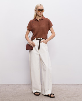 Brunello Cucinelli Коричневе поло з люрексом MST258305