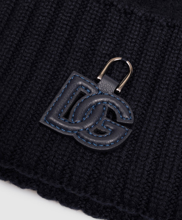 Dolce&Gabbana Синяя шапка из шерсти с монограммой логотипа DG GX53KTJDVLQ изображение 4