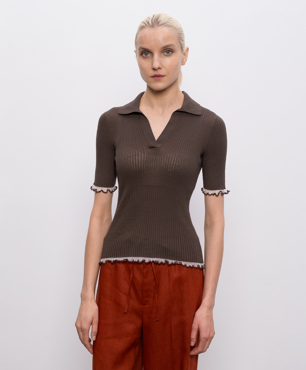 Twinset Коричневый топ в рубчик 261TF3010 изображение 2