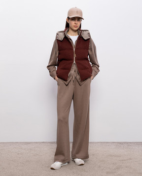 Brunello Cucinelli Коричневі спортивні штани із шовком з ланцюжком моніль MD828SM689