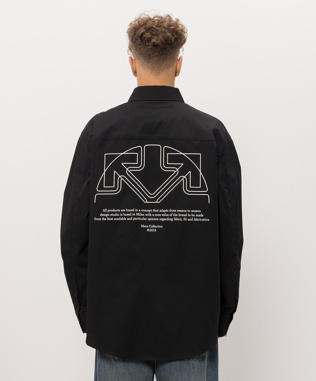 Off-White Чорна сорочка з принтом логотипа та емблеми 44MGE055F26F005 зображення 4