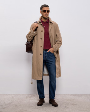 Brunello Cucinelli Бордове поло з льоном M2L00315