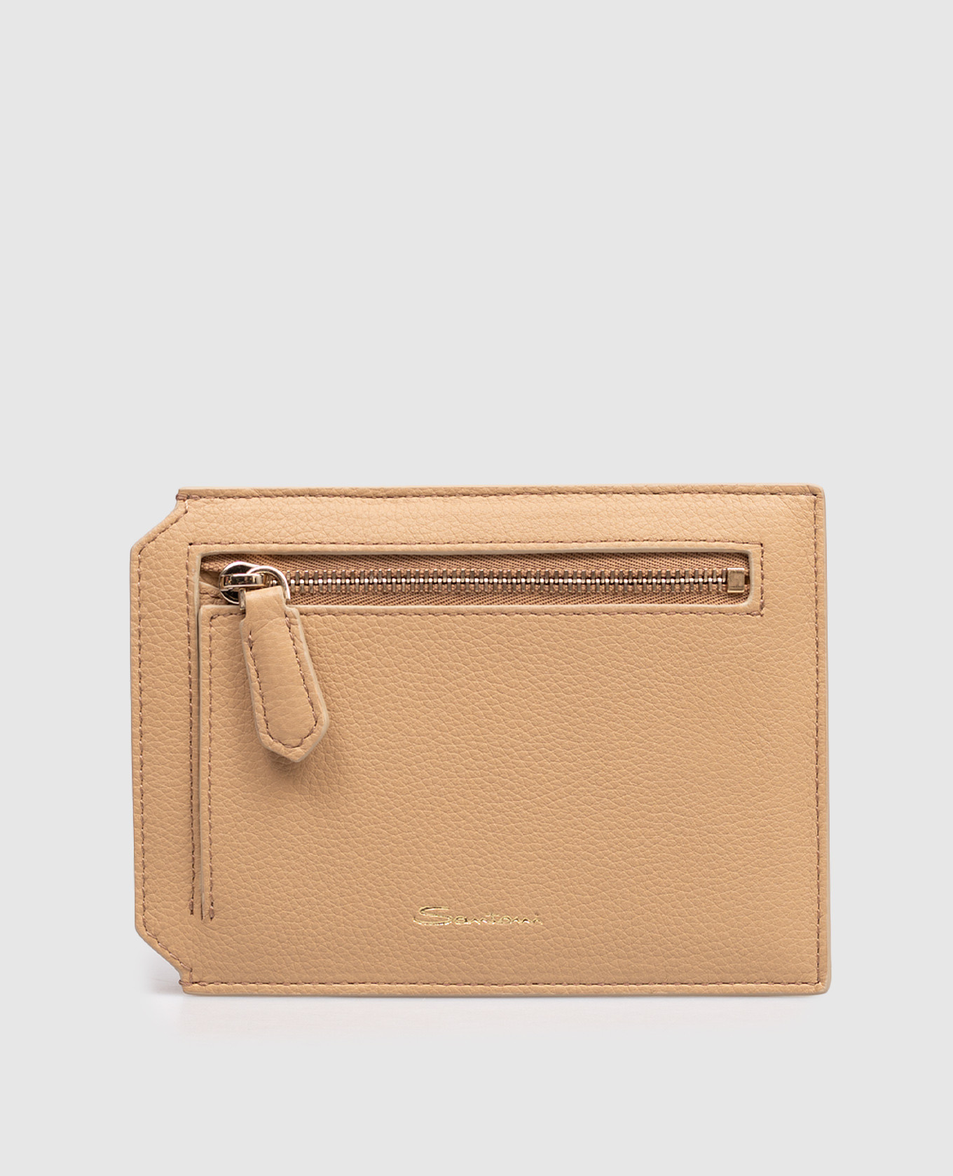 Бежевый кожаный кархолдер с логотипом