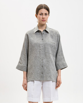 Peserico Серая рубашка из льна с цепочкой мониль S0649102600