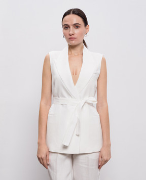 Peserico Белый жилет из льна с поясом A03028A02606