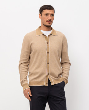 Canali Бежевий кардиган з льоном та шовком MK02462C1180