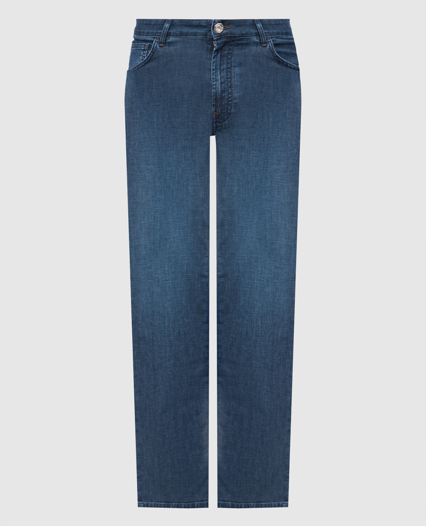 

Синие джинсы с вышивкой эмблемы, Синий, Зауженные джинсы