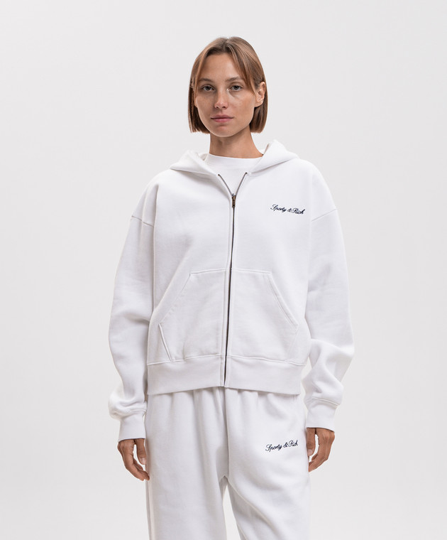 Sporty & Rich Утепленная спортивная куртка цвета айвори с вышивкой логотипа ST094712326WH01 изображение 3