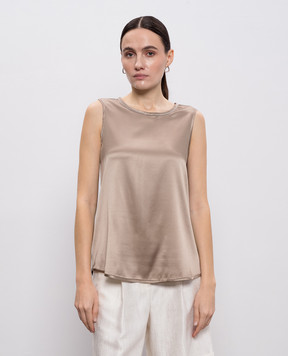Peserico Коричневий топ із шовку з ланцюжком A08893D02372