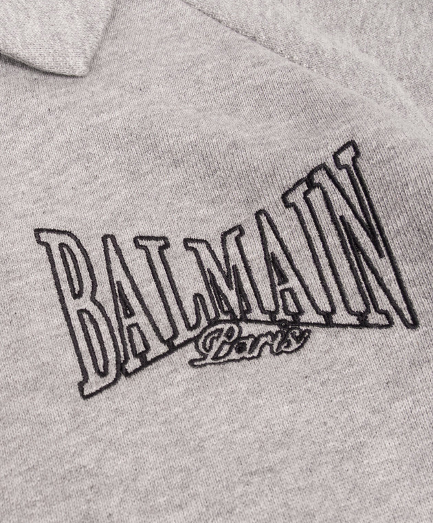 Balmain Дитяча сіра спортивна куртка з вишивкою логотипа BZ4H20Z31881214 зображення 3