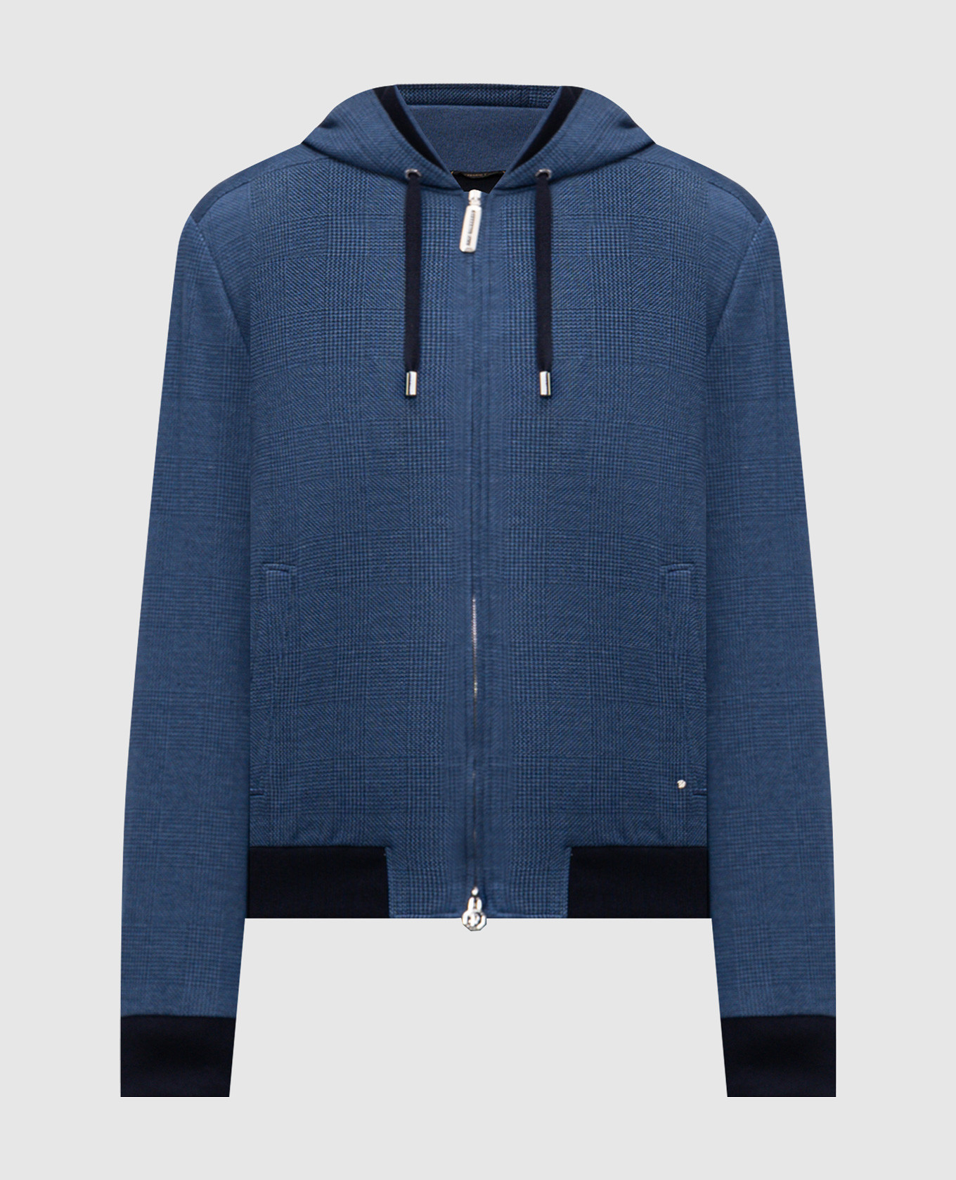 Синяя куртка с леном и шелком в виндзорской клетке