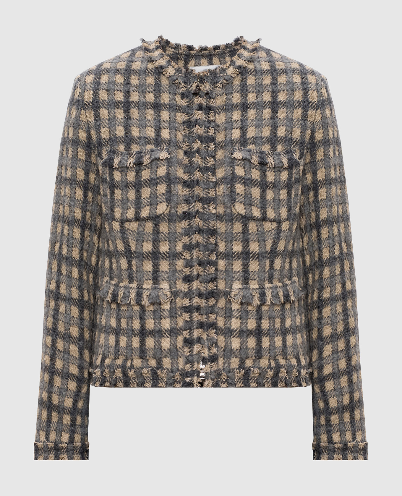 

Серый жакет с коноплей и шерстью альпаки в клетке, Жакеты