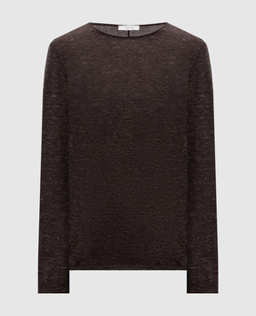 The Row Коричневый меланжевый джемпер Nile из кашемира, шелка и льна 10701Y876