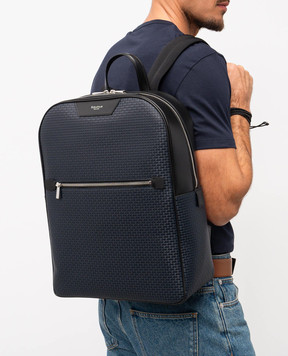 Serapian Синій шкіряний рюкзак з тисненням монограми SRSTSMLL700631DC20