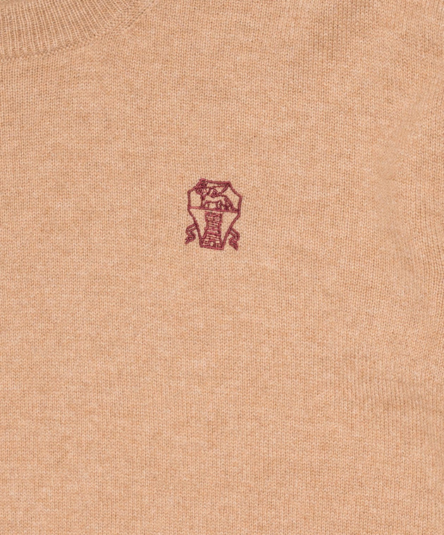 Brunello Cucinelli Детский коричневый джемпер из кашемира B22M10010A изображение 3