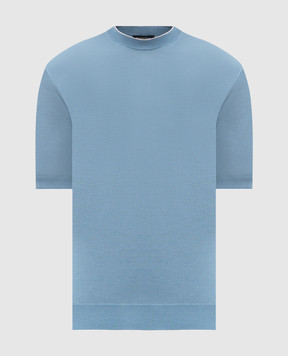 Stefano Ricci Голубая футболка из шелка K616006G12F26102