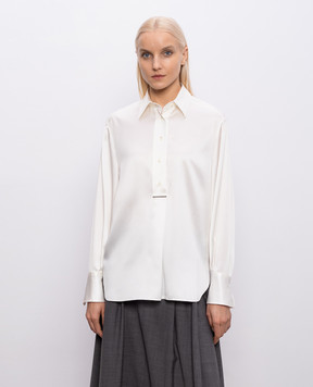 Brunello Cucinelli Блуза із шовку кольору айворі M0C59MQ605