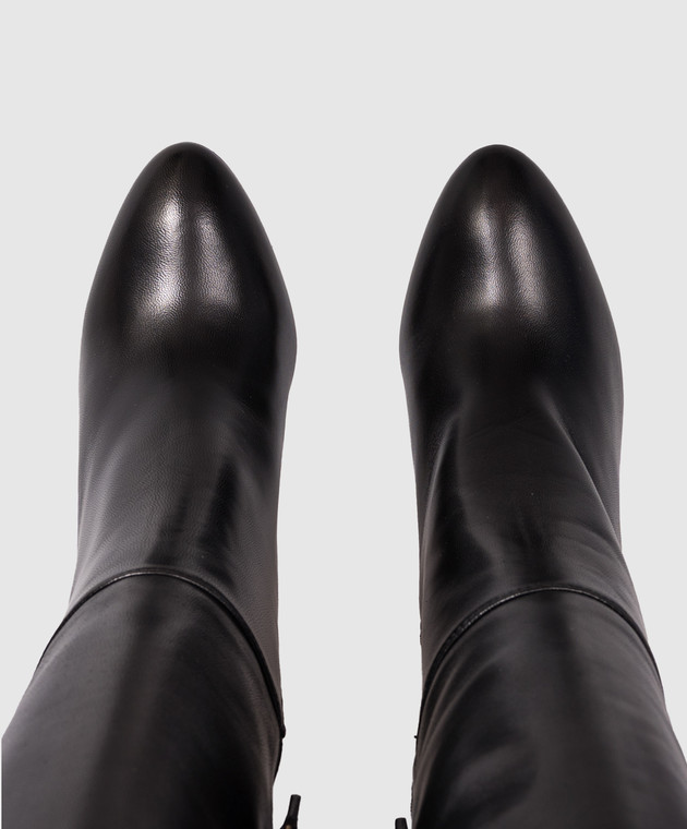 Stuart Weitzman Черные кожаные сапоги MADISON SO505 изображение 4