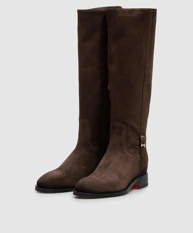 Santoni Коричневі замшеві чоботи WSHM71084BJ2NHSY зображення 2
