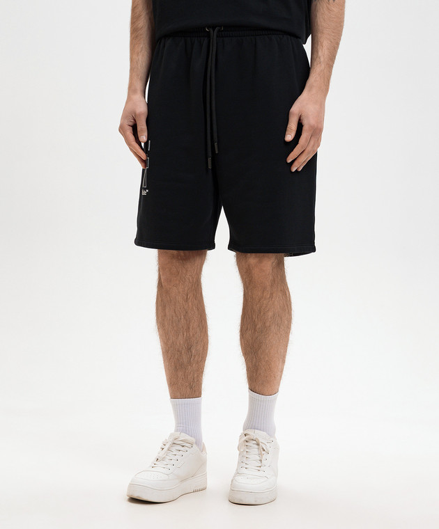 Off-White Чорні шорти з принтом Double Arrow 44MCI013S26F004 зображення 3