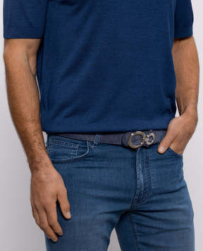 Stefano Ricci Синій замшевий ремінь з емблемою N381SDC579P