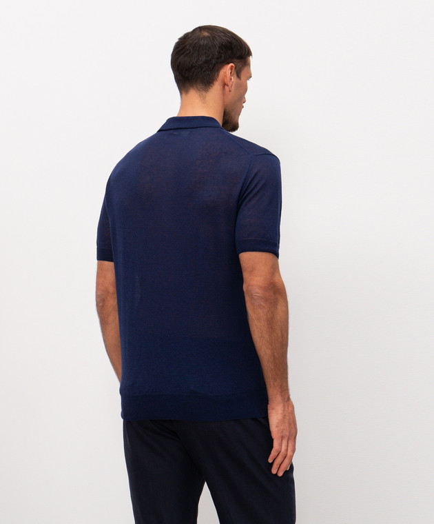 Cashmere&Whiskey Синє поло з льоном MS004 зображення 4