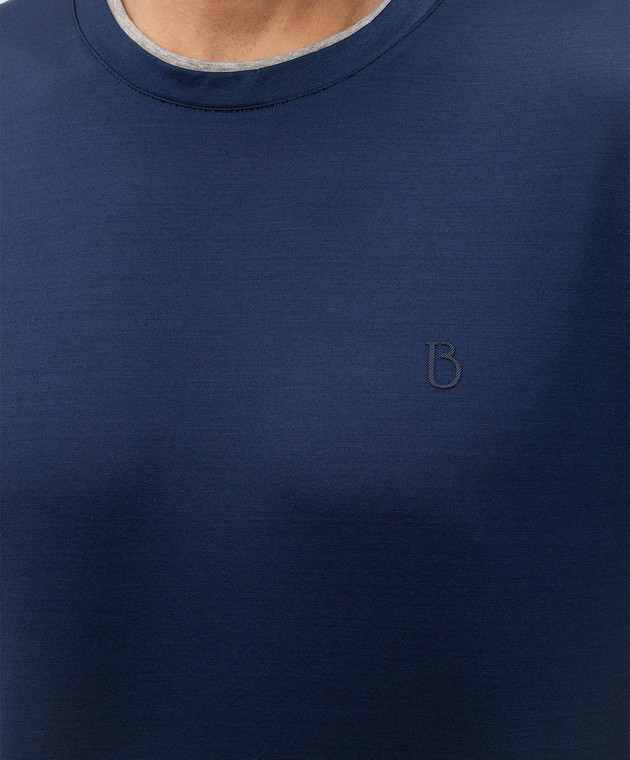 Bilancioni Синяя футболка с эффектом наложения слоев BE26T1GBE2 изображение 4