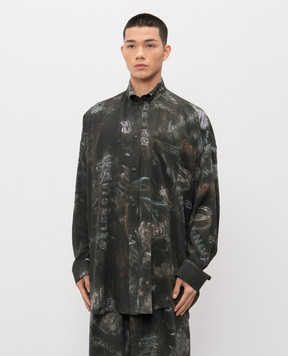 Balenciaga Чорна сорочка з принтом логотипа 857811TTL78