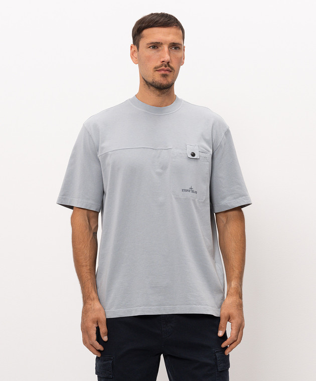 Stone Island Сіра футболка з принтом логотипа L2S152100028S0500 зображення 3