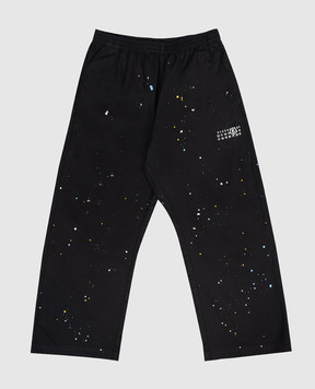 Maison Margiela MM6 Детские черные брюки в принт в виде пятен краски M60953MM07B