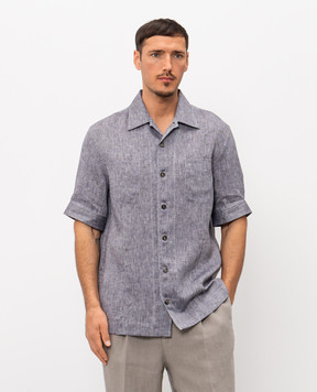 Brunello Cucinelli Сіра сорочка з льону прямого крою MM6840619