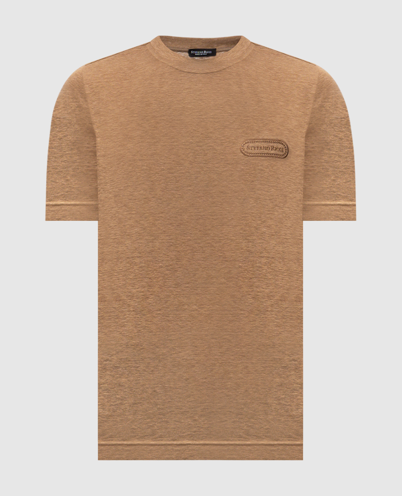 Коричневая футболка из льна