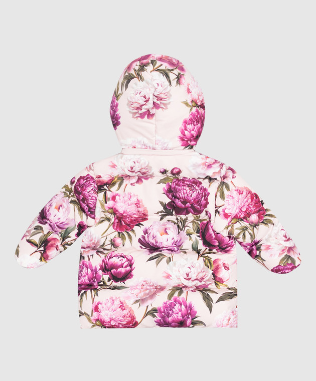 Dolce&Gabbana Детский розовый пуховик в цветочный принт L2JBS6G7QYY изображение 2
