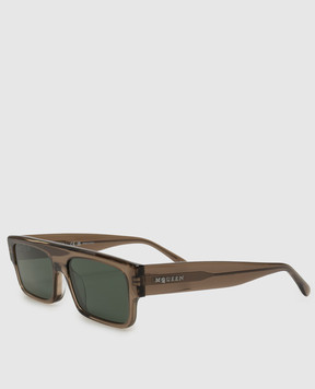 Alexander McQueen Коричневые солнцезащитные очки A009S6J0749