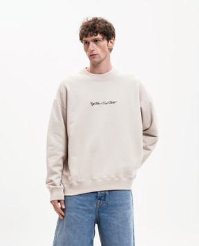 Off-White Бежевий світшот з вишивкою Script Arrow 44MBA054S26F001