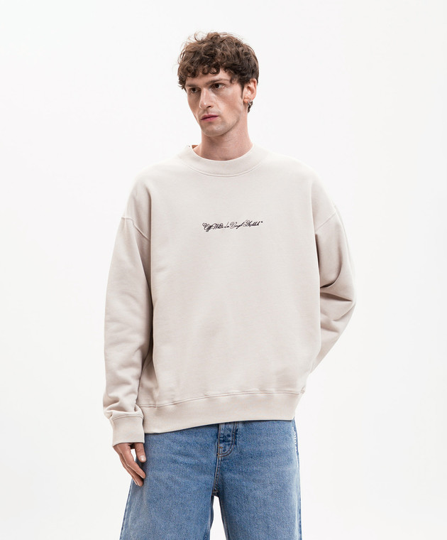 Off-White Бежевий світшот з вишивкою Script Arrow 44MBA054S26F001 зображення 3