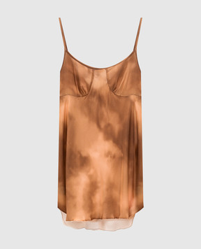 Masnada Коричнева майка в принт 8016