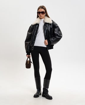 AMIRI Чорна шкіряна куртка з хутром AWOUJA1004