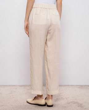 Peserico Бежеві штани з льону з відворотами P0444502600