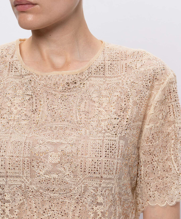 Ermanno Scervino Бежевий топ з кристалами D482L773CTUGB зображення 5